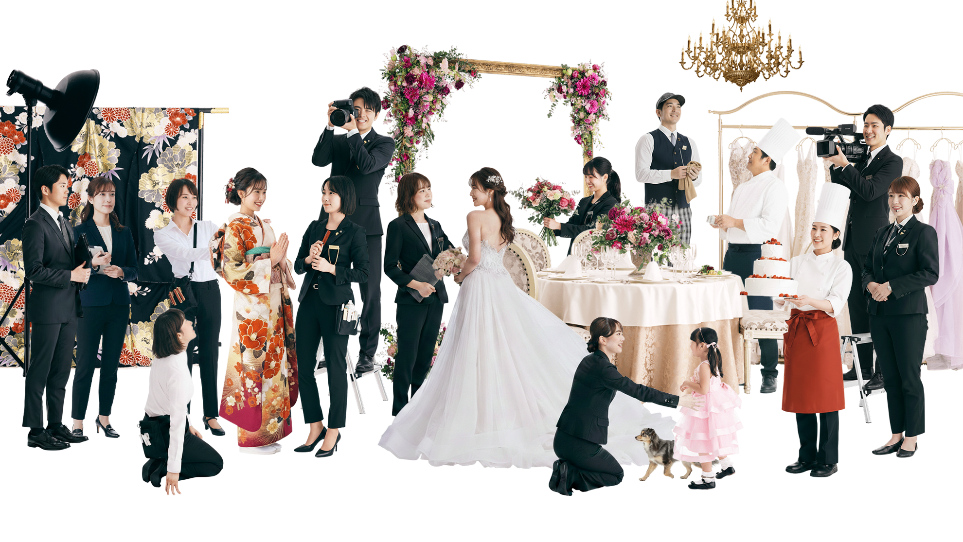 振袖の着付けや婚礼の様子